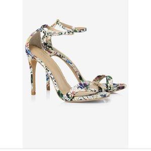 (Pre Owned) Watercolor Floral Sleek Heeled Sandal